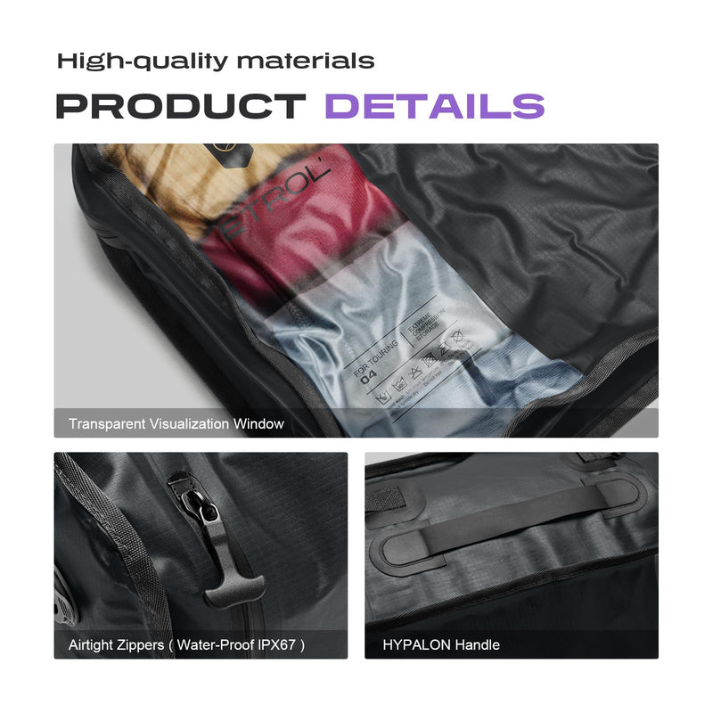 ETROL TPU Vacuum Bag for Travel, 70D Nylon Reusable Compression Bag with IP67 Waterproof Zipper, Compression Packing Cubes for Clothing, Space Saver Bags for Luggage (Full Open, Grey,1Pcs+Pump) Full Open, Grey,1Pcs+Pump