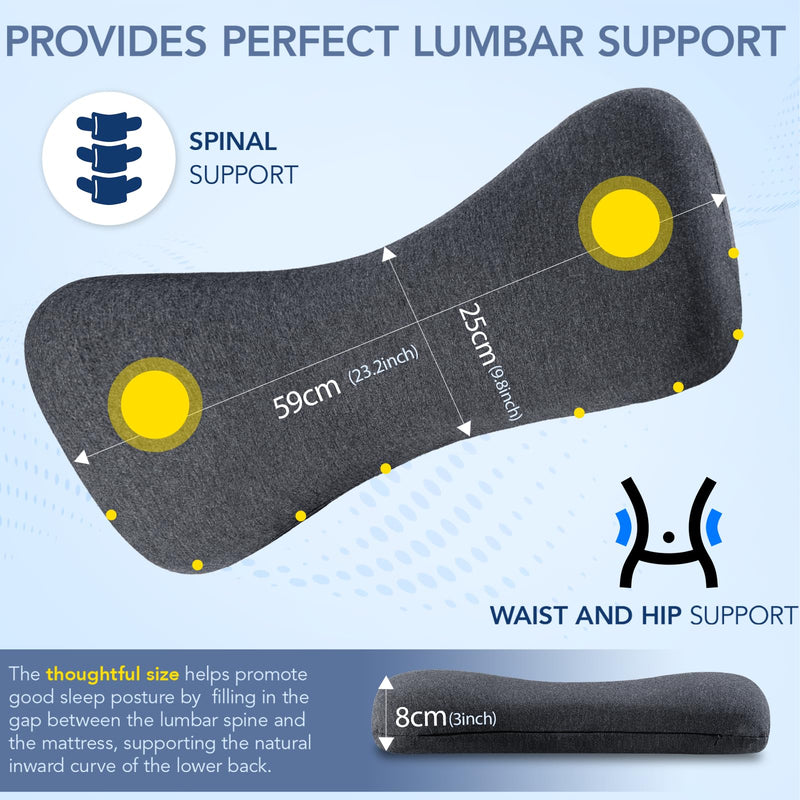 [Australia] - Lumbar Support Pillow for Sleeping Memory Foam Lumbar Pillow for Lower Back Pain Relief Back Support Pillow for Side,Back and Stomach Sleepers-Bed Wedge Bolster Pillow Bed Rest Pillow Standard 