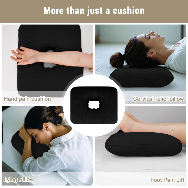 [Australia] - Donut Pillow for Bed Sores Tailbone Pain Relief Cushion, Cotton Butt Donut Cushion Breathable for Hemorrhoid, Pregnancy, Prostate and Surgery, Sitting Pressure Relief for Home, Office, Car Black 