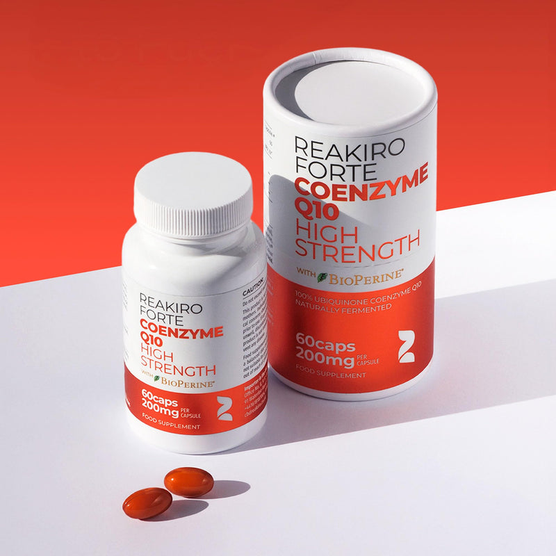 Reakiro Forte Coenzyme Q10 200mg of CoQ10 per Capsule, 60pcs I High Strength Naturally Fermented Co Enzyme Q10 Supplement with BioPerine I Expertly Crafted for Optimal Energy and Vitality 60 count (Pack of 1)