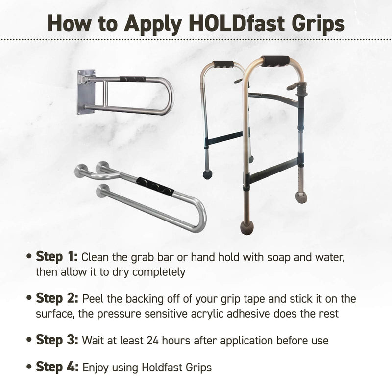 [Australia] - HOLDFast Grips-150695 Strips, 18"x2",2 Pack, Clear,Grip Tape for Increased Safety Creates a Non-Slip Surface On Grab Rails,Adhering Traction Grip for Friction when Using Grab Bars in Showers&Bath Tubs 