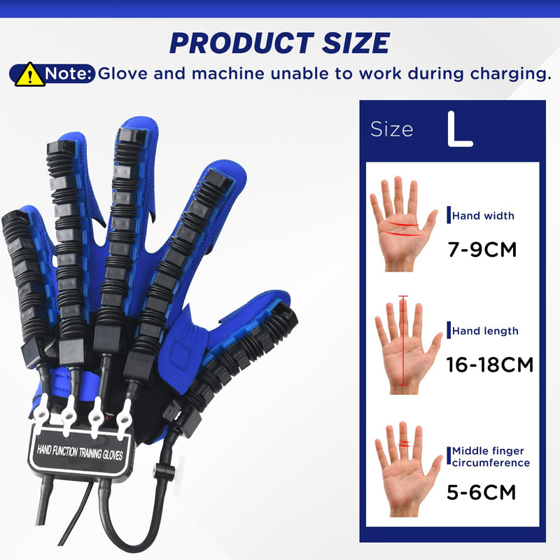 [Australia] - Hand Reha/bilitation Robot Gloves, Hot Compress Massage Function, 9-Level Strength Adjustment Equipment, Suitable for Physical Therapy of Hand Stroke (Right Hand-L) HS-J5173 