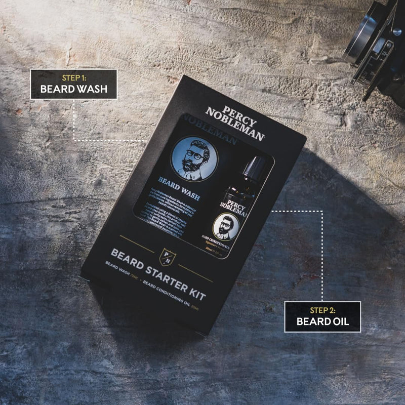 [Australia] - Percy Nobleman Beard Starter Set, a beard care set with beard oil and beard wash, suitable as a filler for stockings, 30ml / 75ml 