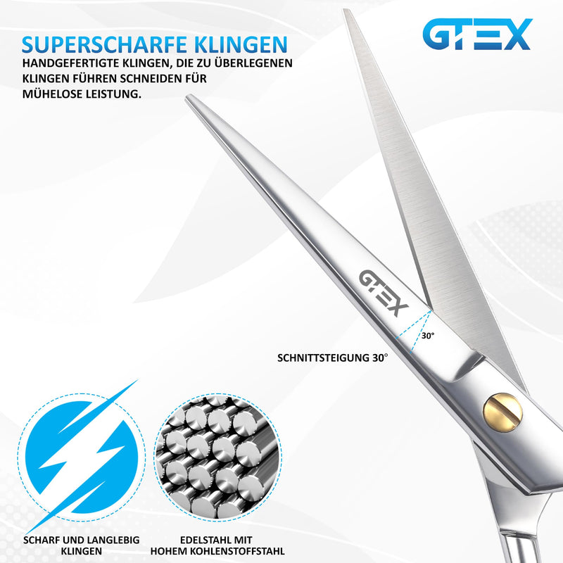 [Australia] - Hairdressing Scissors - Professional Hair Cutting Scissors - 6.5 Inch Premium Scissors Hair Cutting with Comb and Leather Case - Hair Scissors - Hair Scissors for Men, Women, Adults Beard Scissors Hair Scissors Silver 