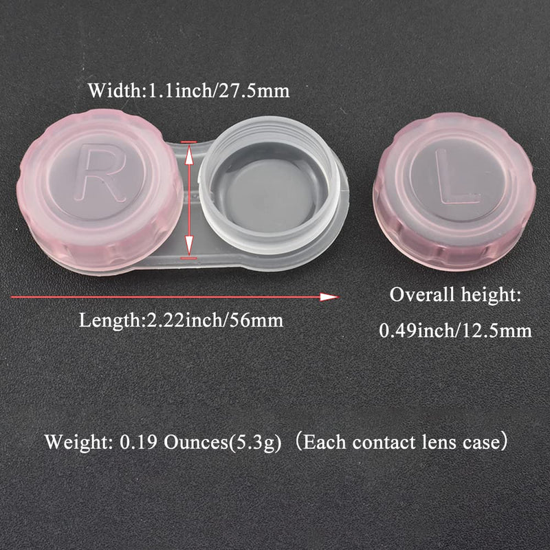 [Australia] - HAHIYO Contact Lens Case Box Holder Diameter 24mm Durable Leakproof Light Convenient Left/Right Eyes Contact Lens Container Soak Storage Kit For Storing Small items Travel Clear Pink 5 Pack Clearpink-5p 