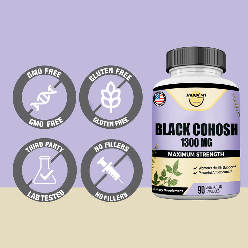 [Australia] - Black Cohosh Made with Organic Black Cohosh Root 1300MG per Serving, Balance Hormones, Natural Menopause & Menstrual Support, Women Health Support, 90 Vegan Capsules, 45 Servings 