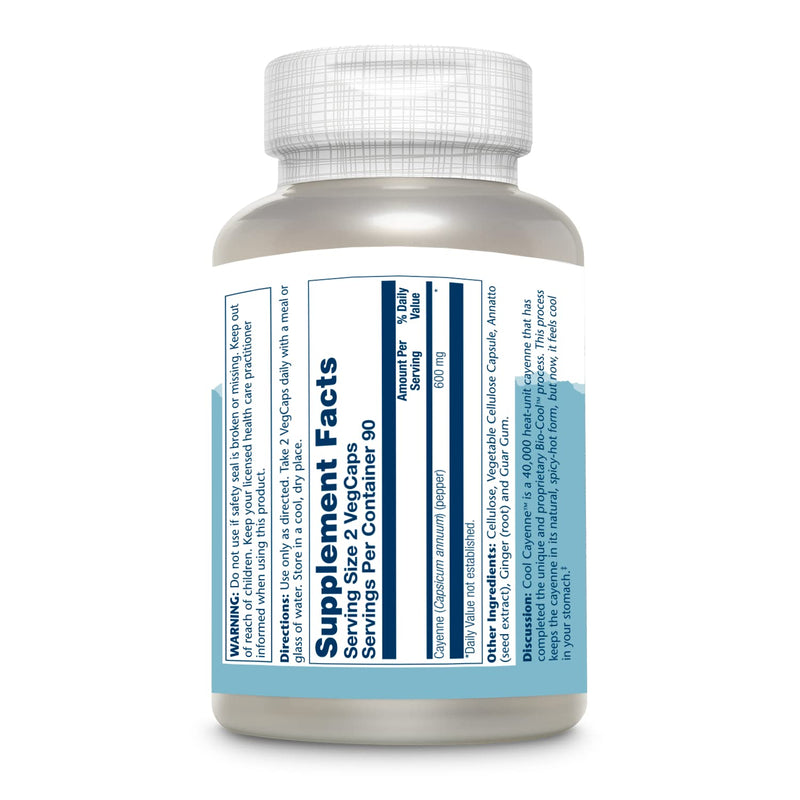 [Australia] - SOLARAY Cool Cool Cayenne 40,000 HU, Healthy Digestion, Circulation, & Cardiovascular Support 180 VegCaps 180 Count (Pack of 1) 