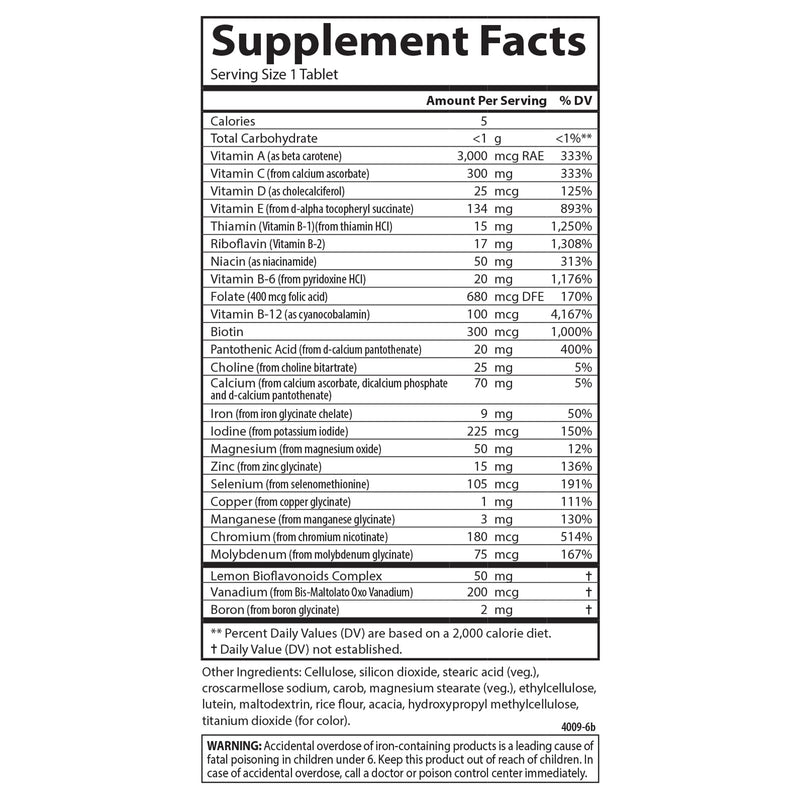 Carlson Super 1 Daily, Vegetarian Multiple Formula, 60 Tablets | Multivitamin; Balanced Amounts of beneficial Nutrients; Once Daily Formula; Optimal Wellness 60 Count (Pack of 1)