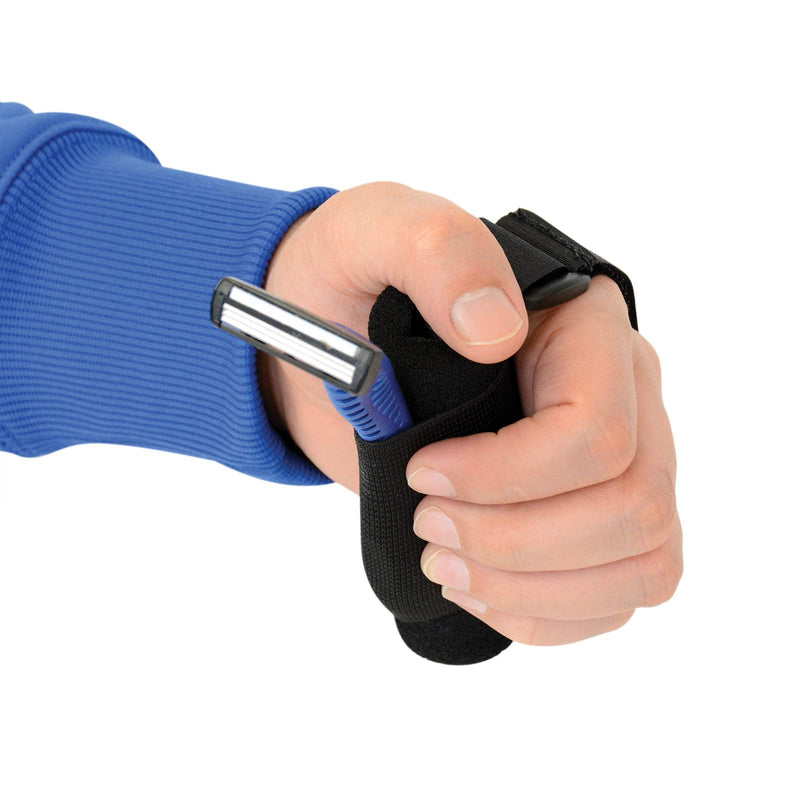 [Australia] - Sammons Preston Universal Holder Strap for Elderly, Hand Cuff with Pocket for Holding Cutlery, Pens, Toothbrushes, & Daily Living Tools, Adjustable Velcro Implement Holder for Weak Grip and Arthritis 1 