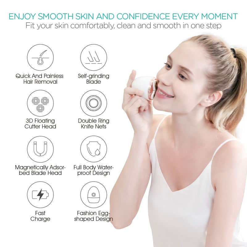 [Australia] - Electric Shaver for Women 3D Floating Blade Rotary Razor Hair Remover for Arms, Legs and Underarms Rechargeable Portable and Safe Wet and Dry Use ES300 White 
