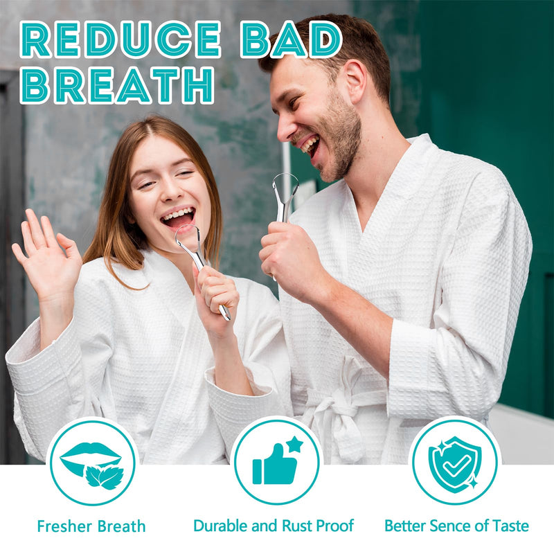 [Australia] - EZ COZY 2 Pack Tongue Scraper for Adults, Reduce Bad Breath, Tongue Cleaner with Travel Case, Stainless Steel Tongue Scrapers, Tongue Brush, Tongue Scrubber for Oral Care & Hygiene Spoon-Shape 