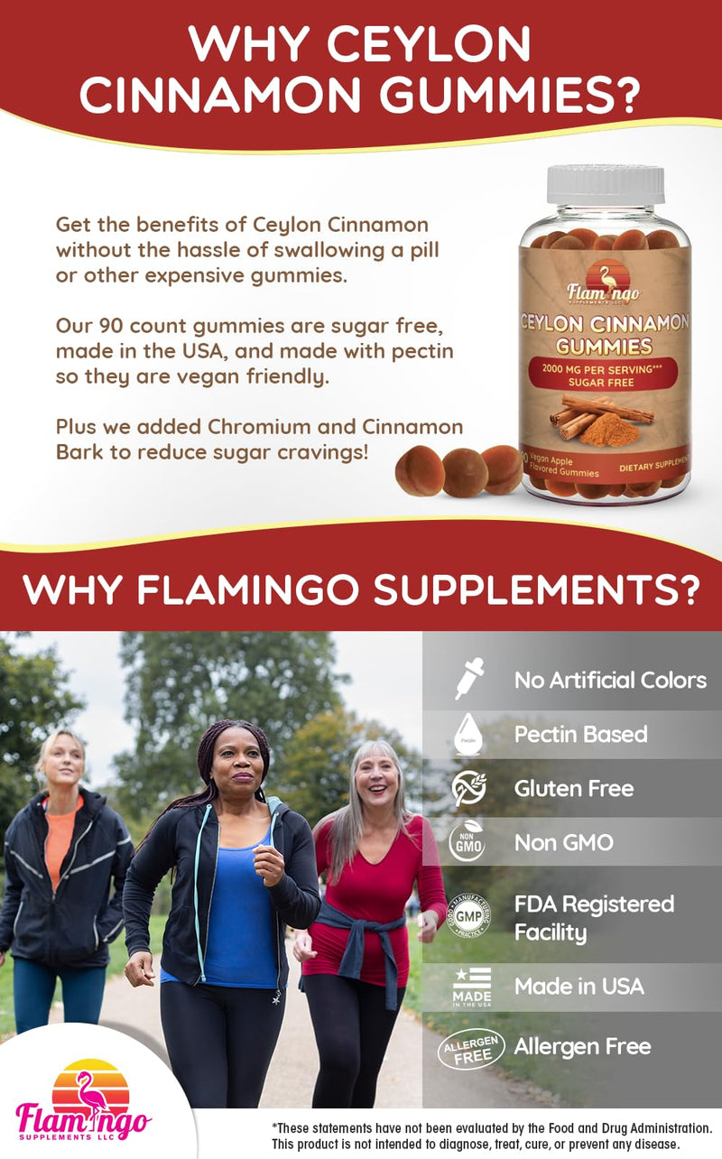 [Australia] - Sugar Free Ceylon Cinnamon Gummies 2000mg /Serving- Sugar Regulation, Joint Pain, Neuroprotective- Cinnamon Supplement with Chromium and Cinnamon Bark- Alternative to Cinnamon Capsules - 90 Chews 