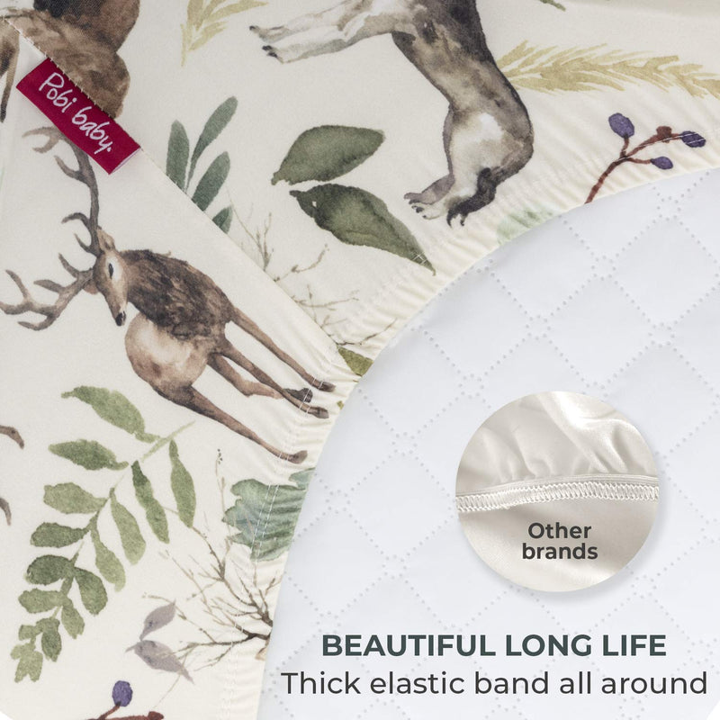 [Australia] - Pobibaby - 2 Pack Premium Fitted Baby Boy Crib Sheets for Standard Crib Mattress - Ultra-Soft Cotton Blend, Safe and Snug, and Stylish Woodland Crib Sheet (Wildlife) 2 Pack - Crib Sheets 