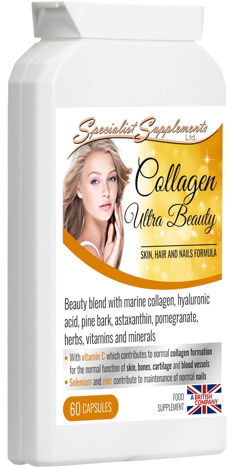 Collagen Ultra Beauty Marine Collagen, Herbal and Nutrient Complex, 60 Capsules