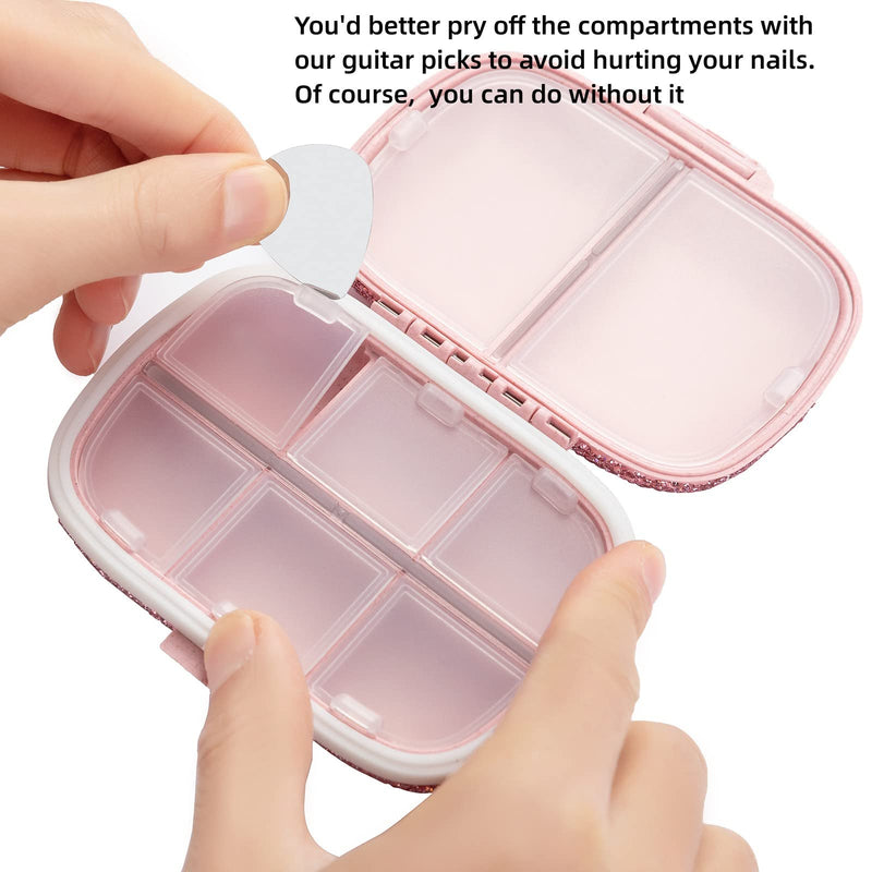 Cute Pill Organizer Small Bling Pill Case for Purse Medicine Vitamin Container Holder Daily Pill Box Container for Women Travel Medicine Kit(Pink) Pink