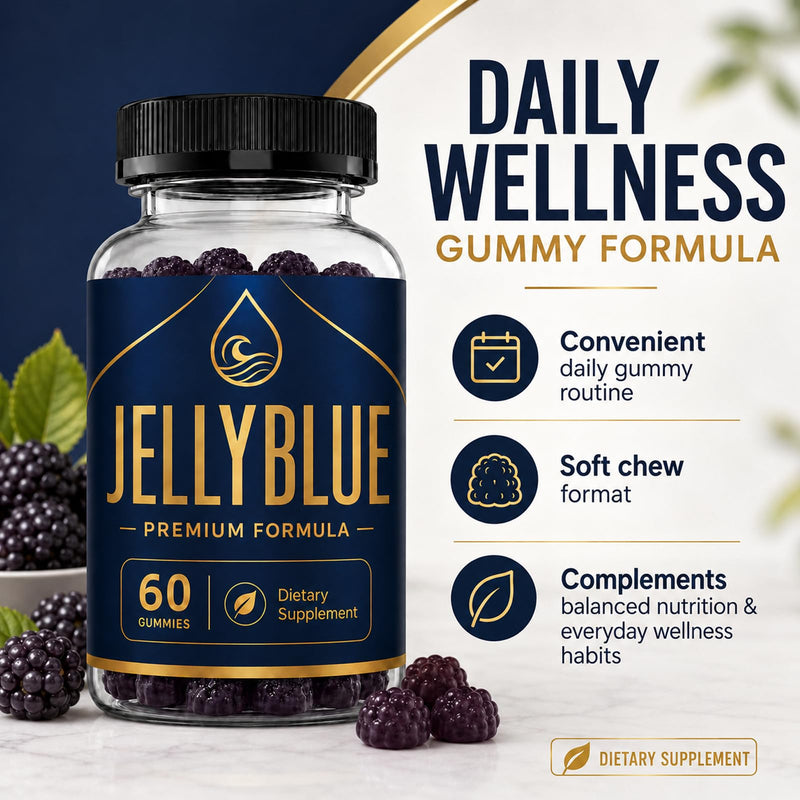 JellyBlue Gummies for Men, Daily Wellness Gummy, Natural Flavor, 60 Count