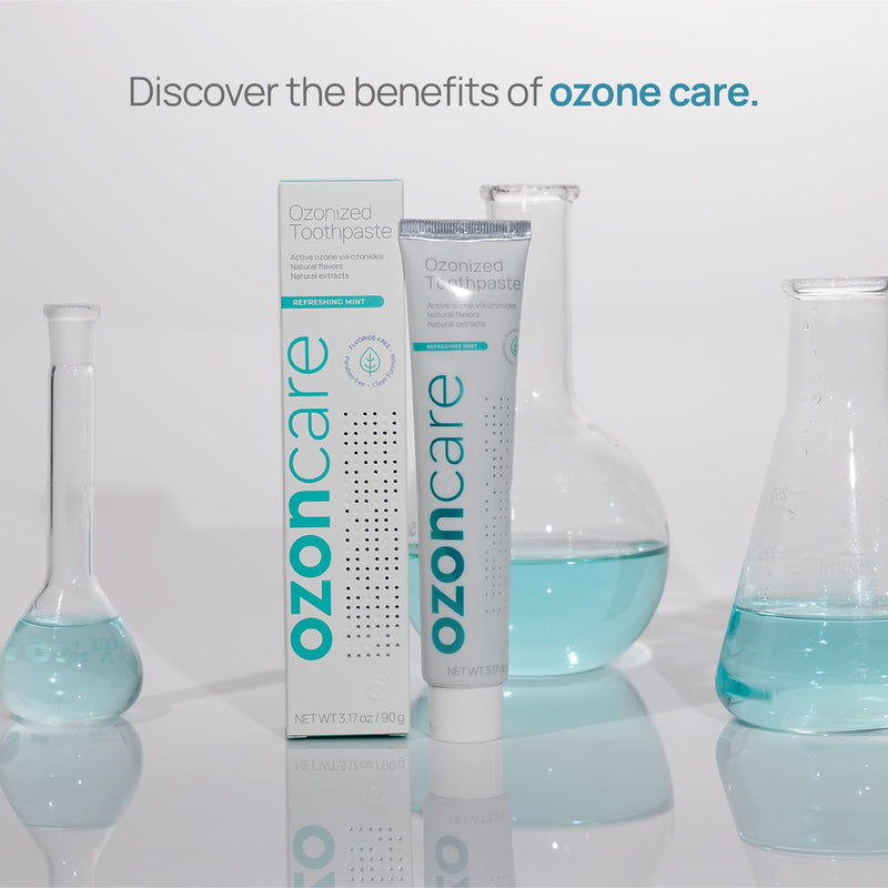 [Australia] - OZONCARE Pack of 3 Toothpaste for Sensitive Teeth - Ozone Infused Fluoride-Free Toothpaste, Promotes Oral Health for Teeth & Gum, Oral Care - Vegan, Antiplaque, Triclosan & Paraben Free - 9.52Oz/270g 