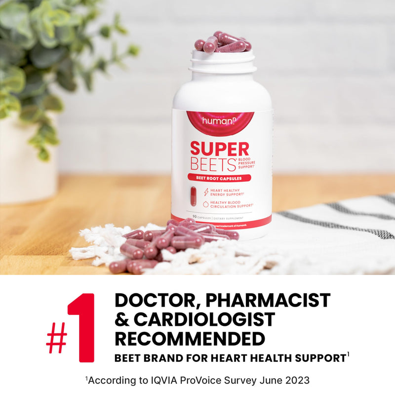 [Australia] - humanN SuperBeets Beet Root Capsules Quick Release 1000mg - Supports Nitric Oxide Production, Blood Pressure – Clinically Studied Antioxidants 90 Count Non-GMO Powder 