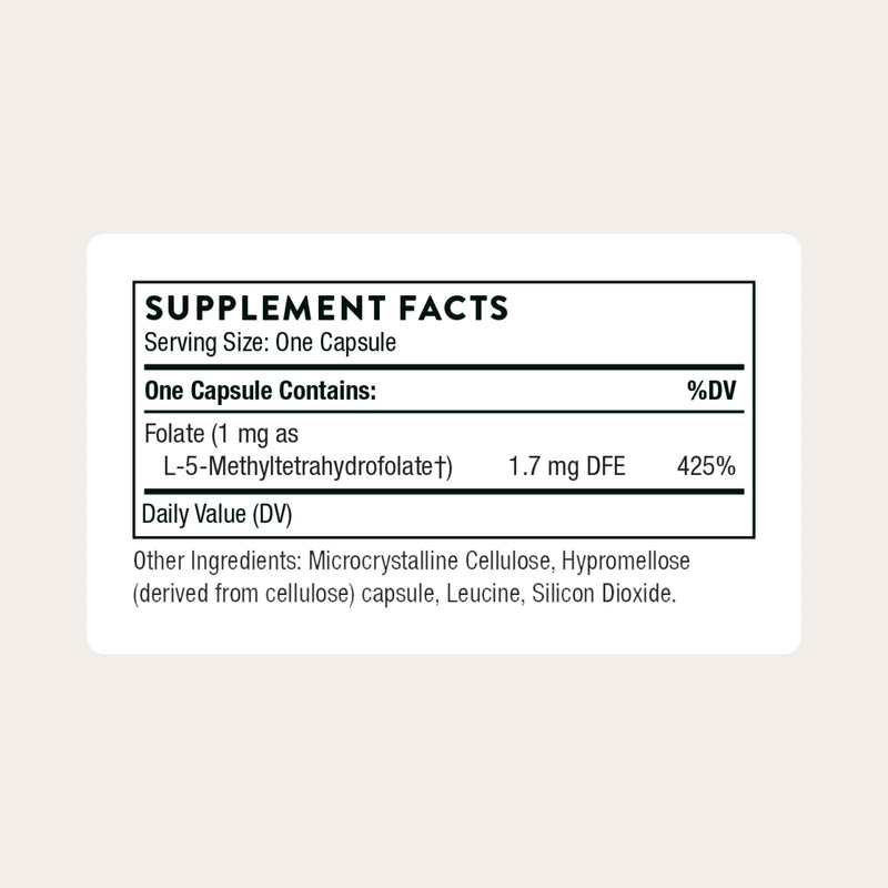 THORNE - 5-MTHF - Methylfolate (Active B9 Folate) Supplement - Supports Cardiovascular Health, Fetal Development, Nerve Health, Methylation & Homocysteine Levels* - 60 Servings - 5-MTHF 1mg Folate, Vitamin B9 60 Capsules (Pack of 1)