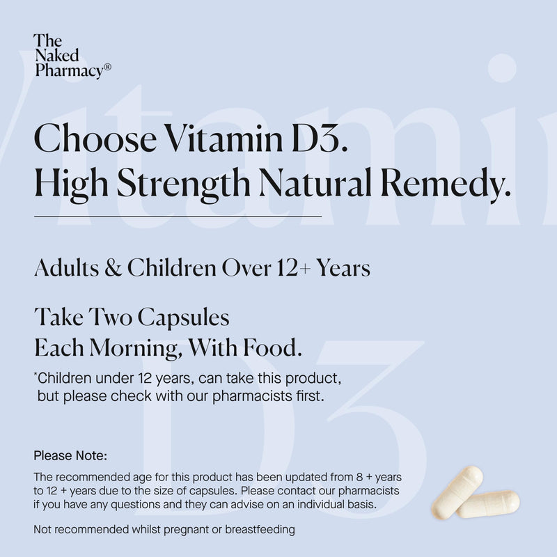 The Naked Pharmacy | Vitamin D3 Supplements | for Immune System | Bones, Joints & Teeth | with Natural Prebiotic Baobab | High Strength | No Additives | Vegan | 60 Capsules 60 count (Pack of 1)