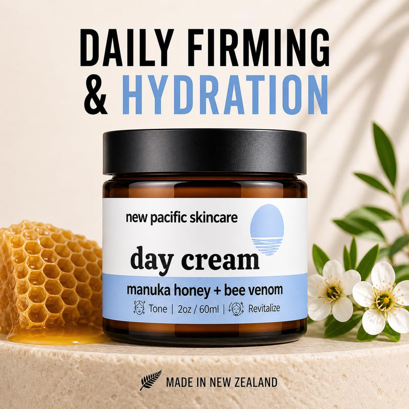 Firming Anti-Aging Face Cream – Reduces Fine Lines & Improves Elasticity – Bee Venom & Manuka Honey Moisturizer with Hyaluronic Acid & Vitamin C, 2oz