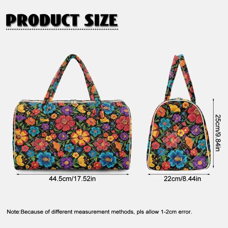 BIGCARJOB Hippie Floral Duffle Bag for Women Weekender Travel Bag Quilted Toiletries Bags Overnight Bags Packable Duffle Bags for Travel Camping Hiking