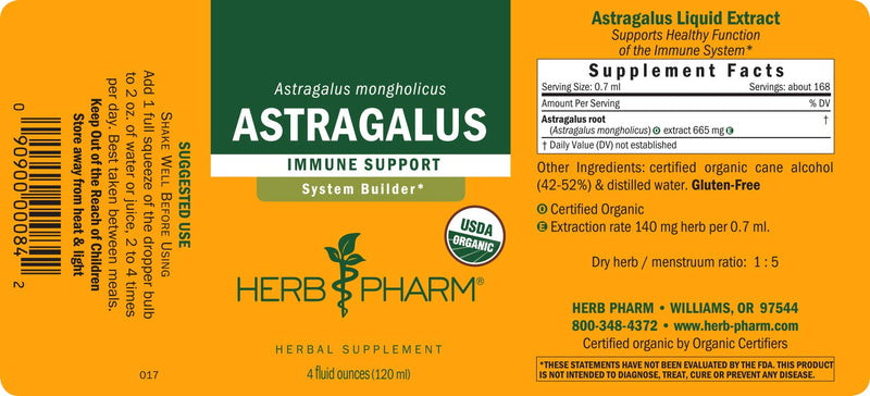 [Australia] - Herb Pharm Certified Organic Astragalus Liquid Extract for Immune System Support - 4 Ounce 4 Fl Oz (Pack of 1) 