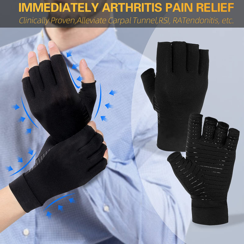[Australia] - Donfri Copper Infused Compression Arthritis Gloves, Fingerless Carpal Tunnel Pain Relief Gloves For Men Women, Hand Support Wrist Brace For Rheumatoid, Tendonitis, Swelling, Crocheting, Typing (M) 1pair Medium 