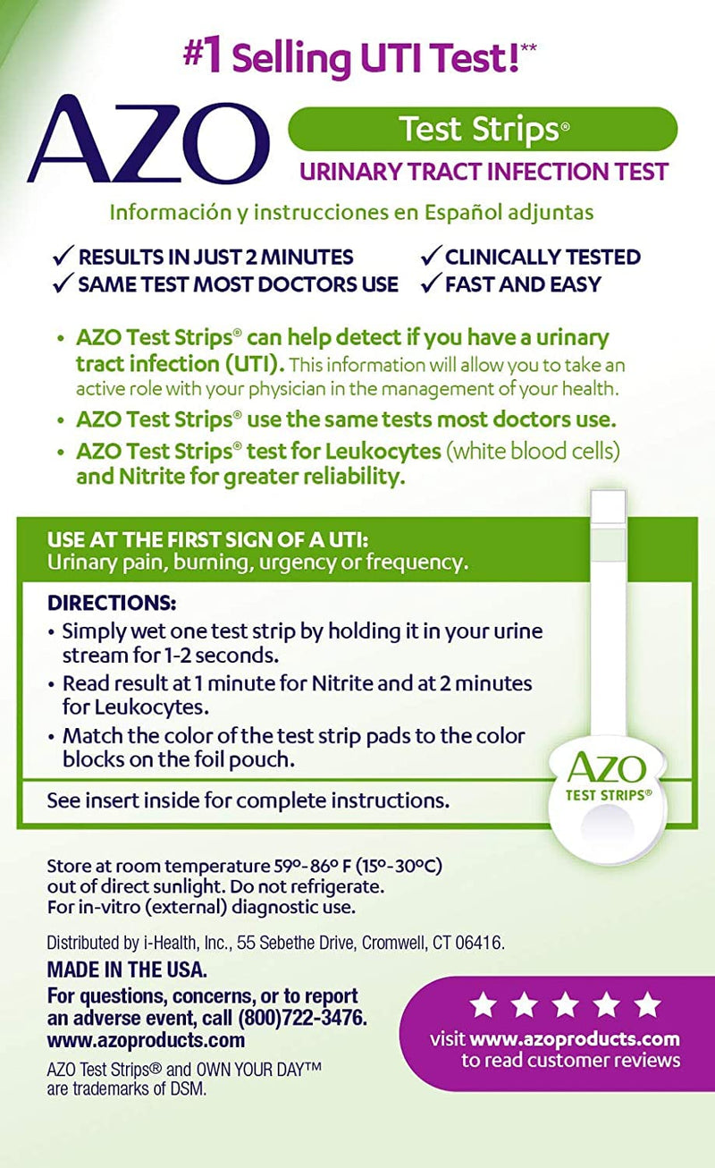 AZO Urinary Tract Infection (UTI) Test Strips (3 Count) + AZO Urinary Tract Defense (24 Count)