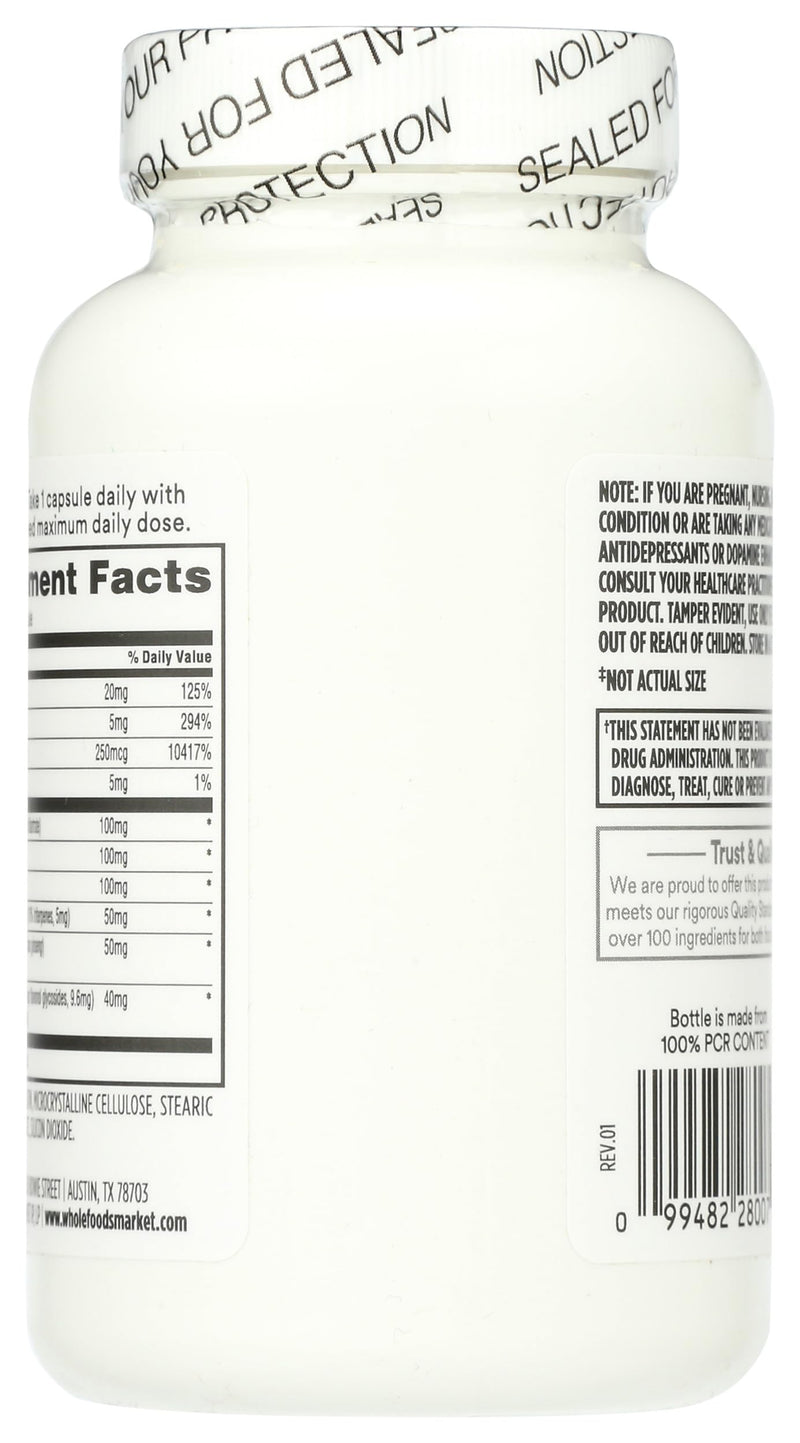 365 by Whole Foods Market, Think Smart with B Vitamins, Amino Acids, Ginkgo, Asian Ginseng, Gotu Kola, & Choline, 120 Capsules 120 Count (Pack of 1)