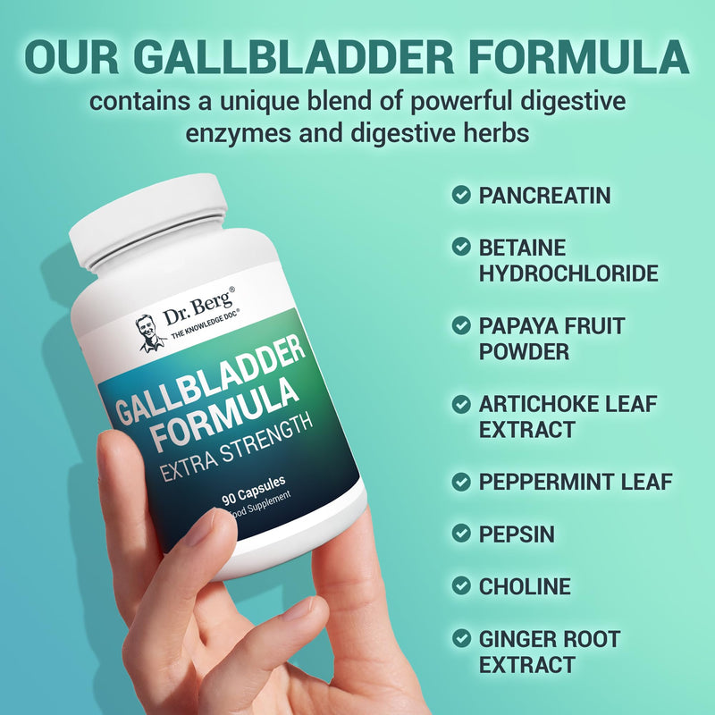 Dr. Berg's Gallbladder Formula Extra Strength - Promotes Digestive Comfort & Improved Absorption of Nutrients & More Satisfied After Meals - 90 Capsules