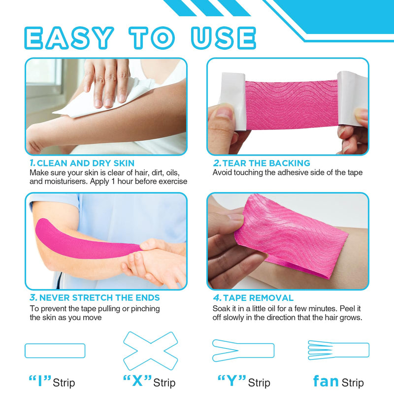 [Australia] - OK TAPE 100Pcs Precut Kinesiology Tape Strips, Elastic Athletic Tape for Joints Support & Muscle Pain Relief, Waterproof, Kinetic Tape for Shoulder, Knee, Ankle (5 Colors, 2 inch x 10 inch) Mixed 100 Pcs 
