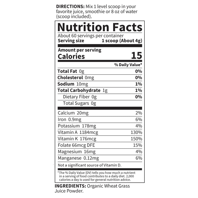 [Australia] - Garden of Life Raw 100% Organic Perfect Food USA Wheat Grass Juice - Green Superfood Powder, 60 Servings - Stevia & Gluten Free, Non-GMO, Vegan, Whole Food Dietary Supplement, 8.46 Oz Unflavored 8.46 Ounce (Pack of 1) 