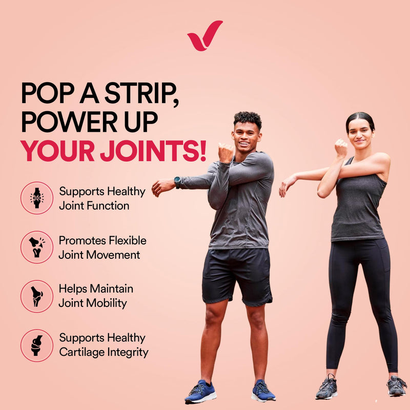 Vitricion Joint Health Oral Strips | 60 Oral Strips | Curcumin, Vitamin D3, AquaLOX | Supports Joint Comfort & Flexibility | Cranberry Flavour | Fast Dissolving Supplement Strips, No Water Needed Pack of 2 (90 Oral Strips)