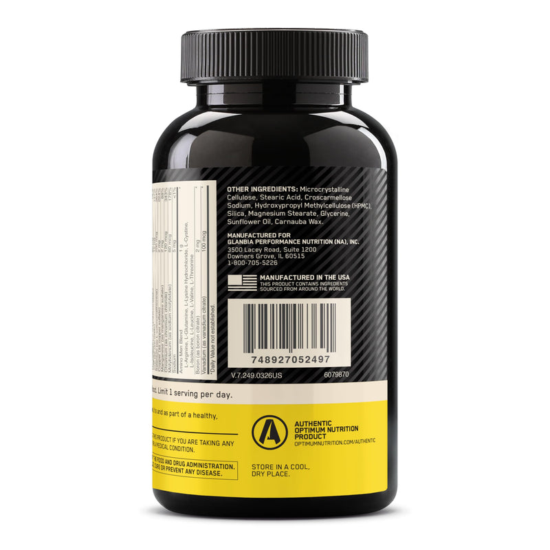 Optimum Nutrition Opti-Men Daily Multivitamin Supplement, 240 Ct | Multivitamin for Active Men, 25 Vitamins & Minerals, B Vitamins, Amino Acids, Immune Support, Easy-to-Swallow Tablets 240 Count (Pack of 1)