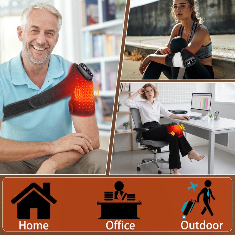 Red Light Therapy Device for Knee,Rechargeable Cordless 660nm&850nm Infrared Light Therapy Knee Massager with Vibration for Women Men, Heating Knee Brace for Joint Elbow Shoulder Muscle Pain Relief