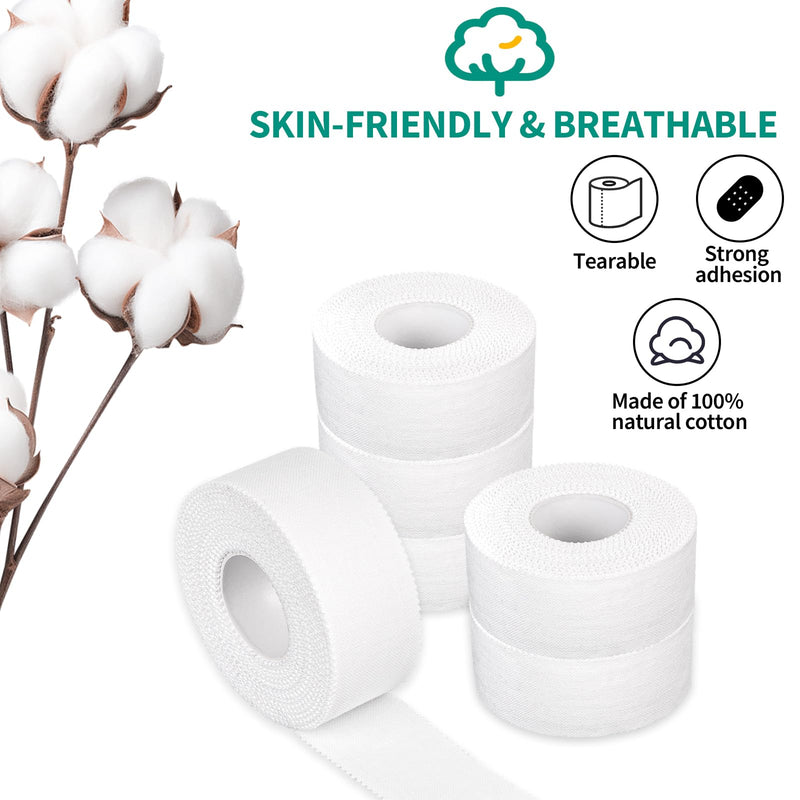 [Australia] - 6 rolls of sports tape, white sports tape, inelastic kinesiology tape (2.5 cm x 10 m), tearable sports bandage, self-adhesive tape with skin-friendly for handball, football, volleyball, all sports 
