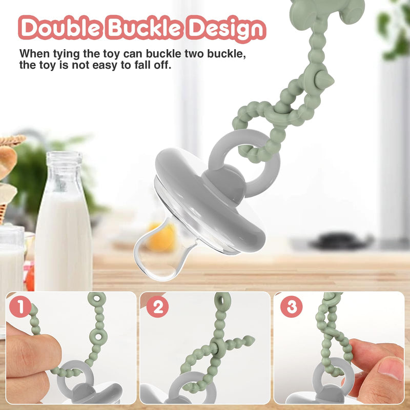[Australia] - Toy Straps for Baby, 6pcs Adjustable Toy Holder for Stroller Accessories, Silicone Baby Tether Pacifier Clip, No Throw Baby Travel Essential Leash for High Chair, Car Seat, Baby Toy Clips P006 P006-2 Dark blue/2 Army green/2 Cream white 