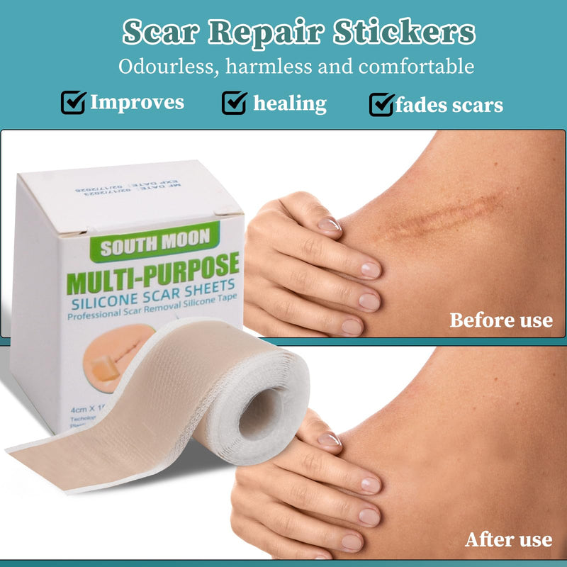 [Australia] - Cozlly Silicone Scar Plasters (1.6'' x 118''/4 x 300cm), Silicone Plasters for Scars, Silicone Scar Sheets, Professional for C-Section Scars, Surgery, Burns, Keloid, Acne and More 