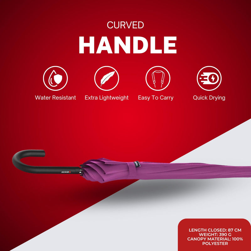 Knirps A.760 Curved Handle Automatic Rain Umbrella for Adults – 42" Canopy, Polyester Case Included Violet