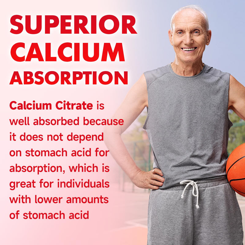 Calcium Citrate Gummies 1200mg - Chewable Calcium Supplement for Women & Men, Supports Bone & Muscle Health, Vegan, Strawberry Flavor, 60 Count