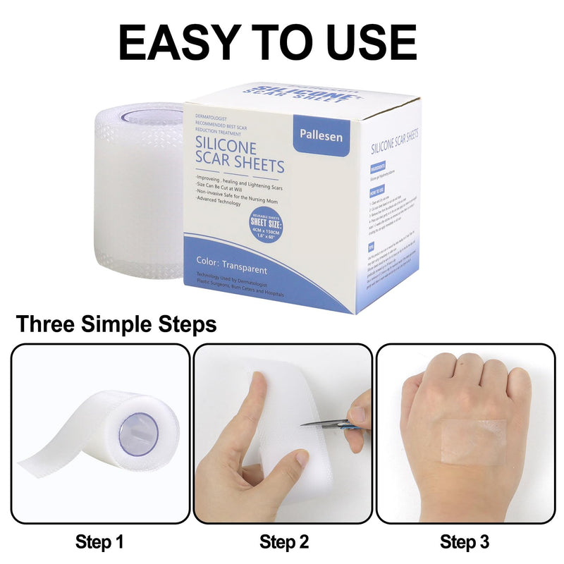 [Australia] - Silicone Scar Sheets, Silicone Scar Tape, Transparent 1.6”X 60”,Silicone Tape For Scars,Scar Sheets For Surgical Scars,For C-Section, Tummy Tuck, Acne Scar Treatment, Keloid Scar Remova 