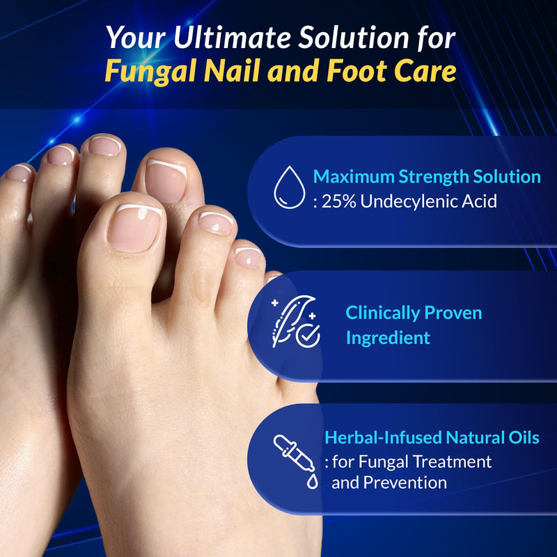 Toenail Fungus Treatment Extra Strength : 25% Undecylenic Acid Toe and Finger Nail Fungus Remover - Fast Acting Fungal Nail Revitalizer with Tea Tree Oil by Arflom 2pcs