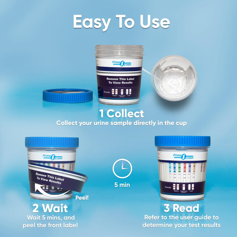 [Australia] - Prime Screen-5 Panel Multi Drug Urine Test Compact Cup (AMP,COC,mAMP/MET,OPI,THC) T-Cup -[10 Pack]-TDOA-254 