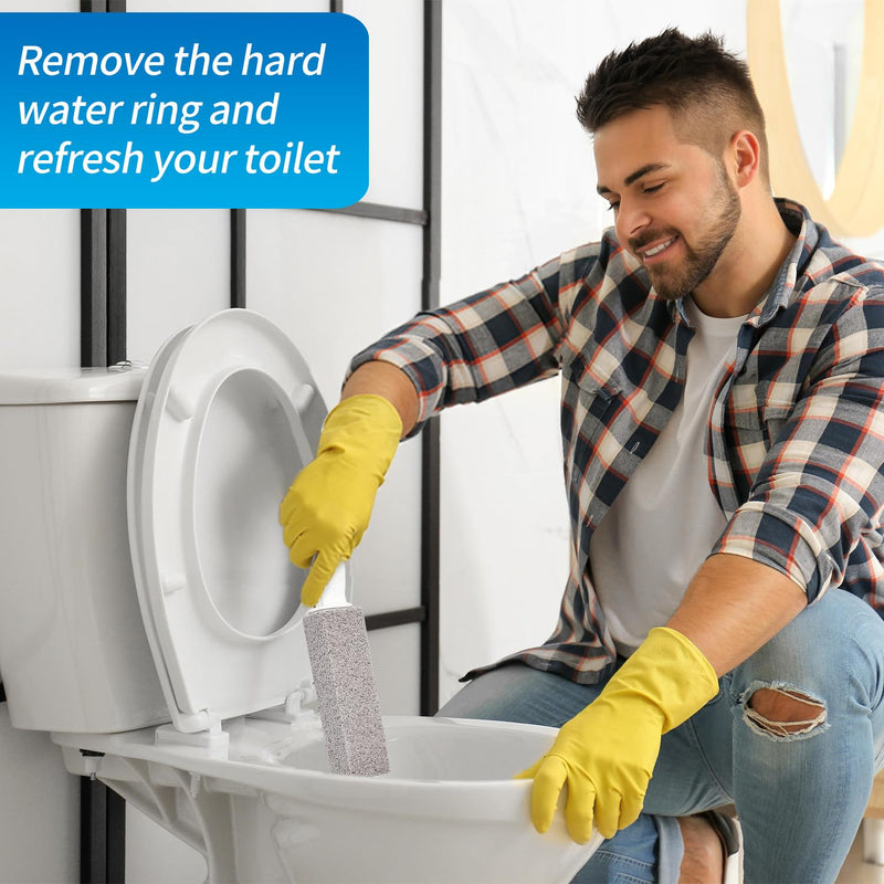 [Australia] - 4TH Pumice Stone for Toilet Bowl Cleaning,Scouring Stick with Handle,Powerfully Away Limescale Stain,Hard Water Ring, Calcium Buildup,Iron,Rust.Remover for Tile Bath-tub - 2 Pack Gray 