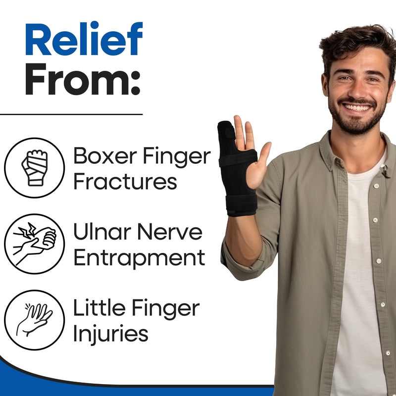 Metacarpal Finger Splint Hand Brace | Little Pinky Finger Splint For Boxer Fractures l Broken Ring or Hands Cast |Trigger Immobilizer Straightener l Ulnar Gutter Support | Boxer Brace | RIGHT S/M Small/Medium (Pack of 1)