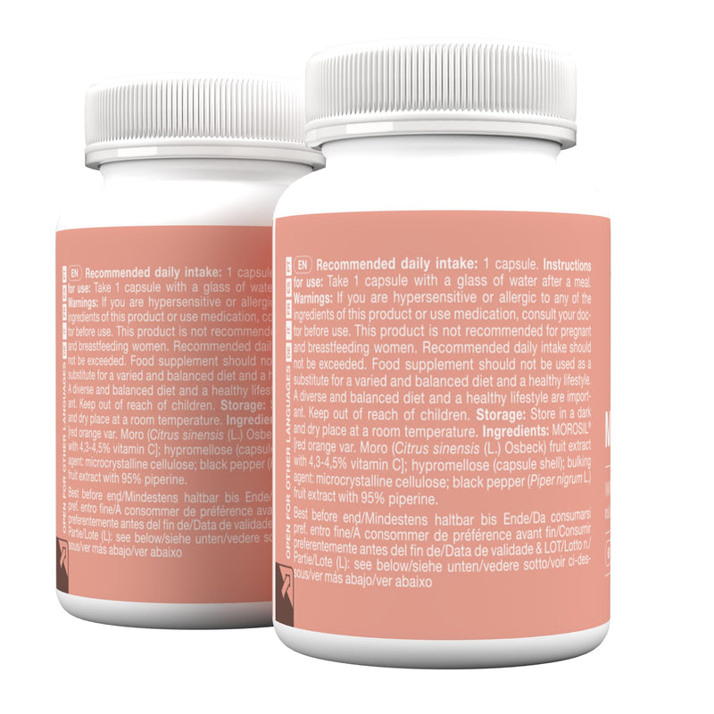 Morosil Capsules 400 mg, with Vitamin C Antioxidant and Black Pepper for Better Absorption, 120 Capsules, 1 per Day, Moro Caps by Tummy Tox Morosil 2x