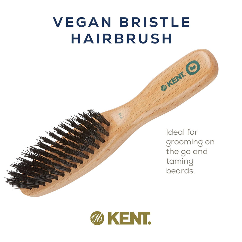 Kent V10 Vegan Boar Bristle Hair Brush and Beard Brush for Men, Eco Friendly Bristle Brush for Smoothing Hair, Taming Beards and Mustaches (Small) Small