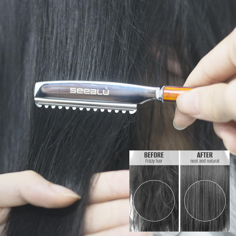 Hair Razors for Cutting, Wood Handle Hair Styling Razors, 10PCS Replaceable Stainless Steel Razor Blades, Professional Thinning Texturizing Razor for Women.