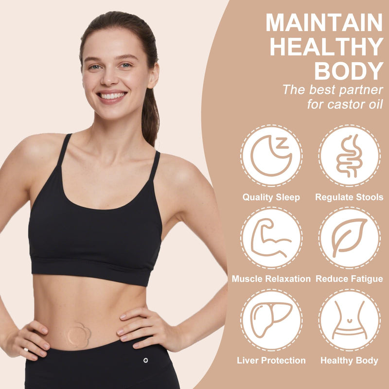 [Australia] - Castor Oil Patches for Belly Button, 100PCS Castor Oil Pack Wraps Organic Cotton Self-Adhesive Castors Oils Pack Anti Leakage Disposable Pads Portable & Breathable No Wash (Oil Not Included) 